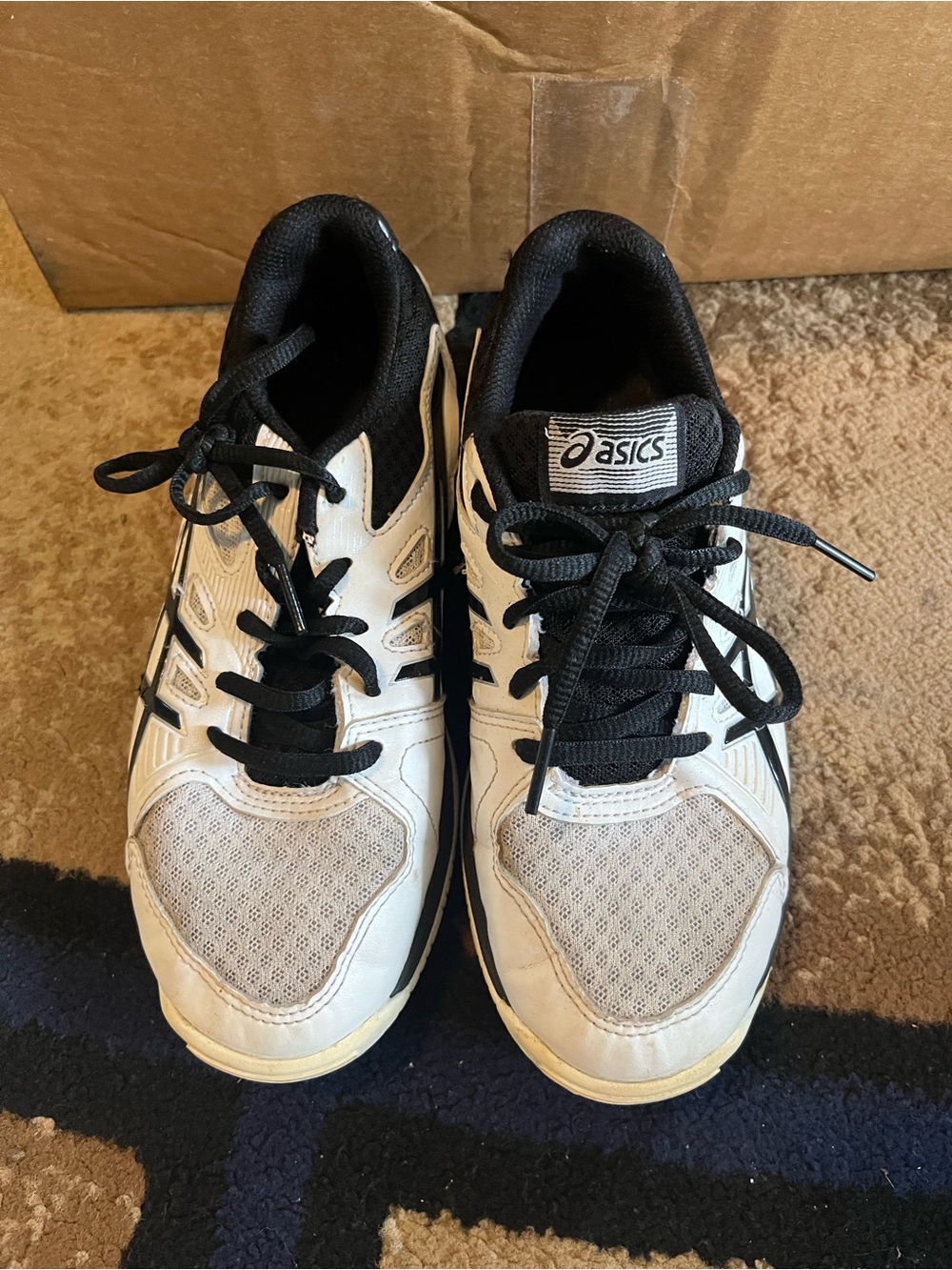 Asics Kids White and Black Lace-Up Athletic Sneakers
